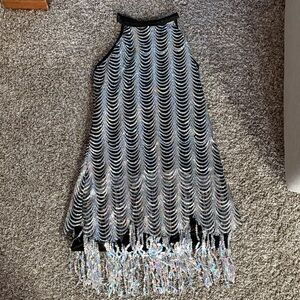 Weissman Black and Iridescent Sequin Asymmetrical Fringe Costume